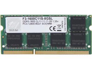 G.SKILL 8GB 204-Pin DDR3 SO-DIMM DDR3L 1600 (PC3L 12800) Laptop Memory Model F3-1600C11S-8GSL G.SKILL 8GB 204-Pin DDR3 SO-DIMM DDR3L 1600 (PC3L 12800) Laptop Memory Model F3-1600C11S-8GSL