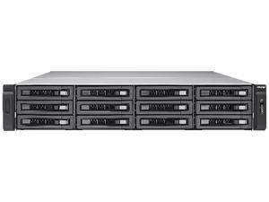QNAP 12-Bay 10GbE iSCSI NAS, 2U, SATA 6G, 4 x 1GbE, 2 x 10GbE (SFP+), 40GbE-ready, Redundant PSU QNAP 12-Bay 10GbE iSCSI NAS, 2U, SATA 6G, 4 x 1GbE, 2 x 10GbE (SFP+), 40GbE-ready, Redundant PSU