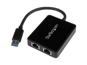 StarTech.com USB 3.0 to Dual Port Gigabit Ethernet Adapter NIC w/ USB Port StarTech.com USB 3.0 to Dual Port Gigabit Ethernet Adapter NIC w/ USB Port