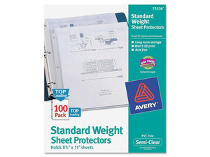 Avery Top-Load Polypropylene Sheet Protectors, Letter, Semi-Clear, 100/Box