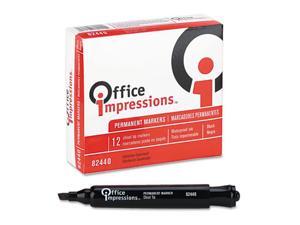 Office Impressions Permanent Markers, Chisel Tip, Black, Dozen Office Impressions Permanent Markers, Chisel Tip, Black, Dozen