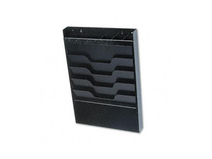 Buddy Products Wall File with Supplies Organizer, Letter, Four Pocket, Black