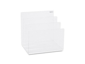 Kantek Clear Acrylic Desk File, Three Sections, 8 x 6 1/2 x 7 1/2, Clear