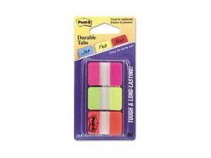 Post-it Durable File Tabs, 1 x 1 1/2, Assorted Fluorescent Colors, 66/Pack