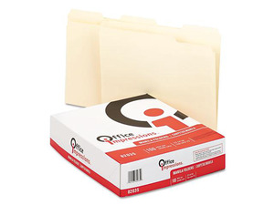 Office Impressions File Folders, 1/3 Cut, Top Tab, Letter, Manila, 100/Box