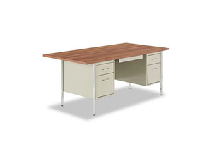 Alera SD21-7236PO (ALESD7236PC) Double Pedestal Steel Desk, 72w x 36d x 29-1/2h, Oak/Putty