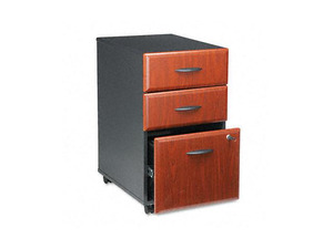 BUSH FURNITURE WC94453SU B/B/F Drawer Mobile Vertical File, 15-5/8w x 20-3/8d, Hansen Cherry/Galaxy