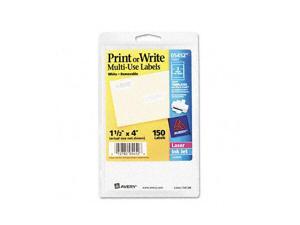 Print or Write Removable Multi-Use Labels, 1-1/2 x 4, White, 150/Pack