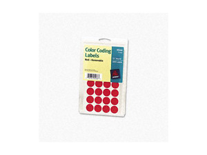 Print or Write Removable Color-Coding Labels, 3/4in dia, Red, 1008/Pack