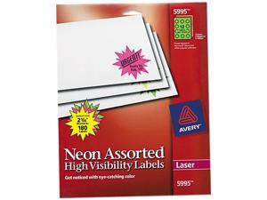 Avery 5995 Burst Laser Labels, 2-1/4in dia, Assorted Neon Colors, 180/Pack Avery 5995 Burst Laser Labels, 2-1/4in dia, Assorted Neon Colors, 180/Pack