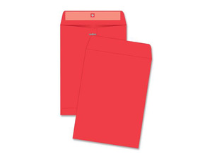 Quality Park Fashion Color Clasp Envelope, 9 x 12, 28lb, Red, 10/Pack