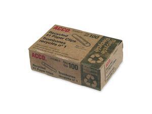 ACCO Recycled Paper Clips, No. 1 Size, 100/Box, 10 Boxes/Pack