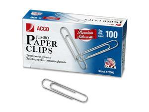 ACCO Smooth Finish Premium Paper Clips, Wire, Jumbo, Silver, 100/Box, 10 Boxes/Pack