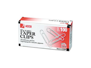 ACCO Smooth Economy Paper Clip, Steel Wire, Jumbo, Silver, 100/Box, 10 Boxes/Pack