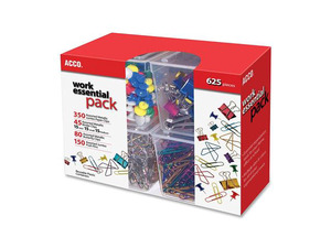 ACCO Club Clip Pack, 80 Ideal, 45 Binder, 350 Jumbo Paper Clips, 150 Push Pins