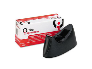 Office Impressions Desktop Tape Dispenser, 1" core, Weighted Non-Skid Base, Black