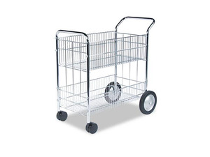Fellowes 40912 Wire Mail Cart, 22-1/4w x 38-1/2d x 39-1/4h, Chrome