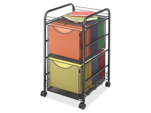 Safco 5212BL Onyx Mesh Mobile Double File, 1-Shelf, 15-1/2 x 17-1/4 x 27-1/4, Black