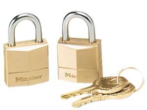Master Lock 120T Three-Pin Brass Tumbler Locks, 3/4" Wide, 2 Locks & 2 Keys/Pack Master Lock 120T Three-Pin Brass Tumbler Locks, 3/4" Wide, 2 Locks & 2 Keys/Pack
