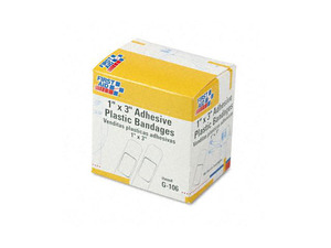 Plastic Adhesive Bandages,1 x 3, 100/Box