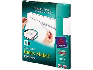 Avery 11429 Index Maker Clear Label Dividers, 12-Tab, Letter, White, 5 Sets/Pack Avery 11429 Index Maker Clear Label Dividers, 12-Tab, Letter, White, 5 Sets/Pack