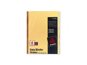 Avery Gold Line Data Binder Insertable Tab Index, 6-Tab, 14-7/8 x 11, Buff, 6/Set