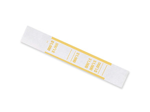 MMF Industries Self-Adhesive Currency Straps, Yellow, $1,000 in $10 Bills, 1000 Bands/Box