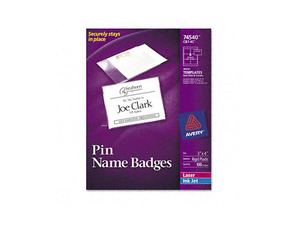 Avery Badge Holders w/Laser/Inkjet Inserts, Top Loading, 3 x 4, White, 100/Box
