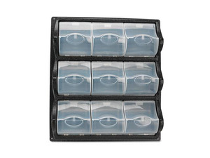 Polypropylene Panel Storage w/9 Bins, 18 3/8 x 5 1/4 x 20 1/2, Black