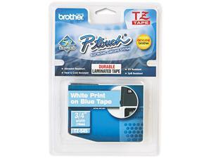 Brother P-Touch TZE-545 TZ Standard Adhesive Laminated Labeling Tape, 3/4w, White on Blue Brother P-Touch TZE-545 TZ Standard Adhesive Laminated Labeling Tape, 3/4w, White on Blue