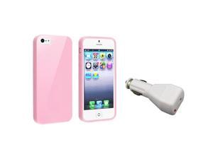 Insten Light Pink Jelly TPU Rubber Skin Case + White Car Charger Adapter Compatible with Apple iPhone 5 Insten Light Pink Jelly TPU Rubber Skin Case + White Car Charger Adapter Compatible with Apple iPhone 5