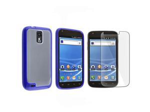 Insten Blue TPU + Clear Soft Skin Case + LCD Protector For Samsung Hercules T989 Galaxy S2