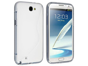 Insten Clear S Shape TPU Rubber Case Cover + Reusable Screen Protector compatible with Samsung  Galaxy Note II N7100