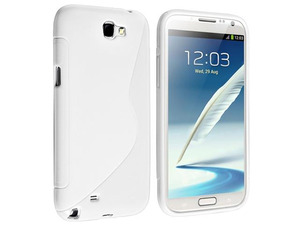 Insten White S Shape TPU Rubber Case Cover + Anti-Glare LCD Cover compatible with Samsung  Galaxy Note II N7100