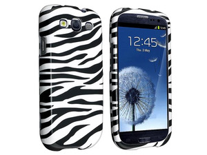 Insten Snap-on Rubber Coated Case Cover Compatible with Samsung Galaxy S III / S3, Black / White Zebra