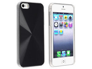 Insten Black Metalic Snap-on Case Cover + Reusable Screen Protector compatible with Apple  iPhone  5