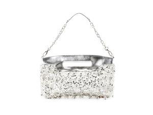 Candice Women's Silver Beaded/Sequined Clutch