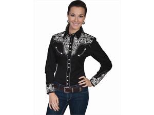 Scully PL-654-SIL-XL Womens Embroidered Yoke Long Sleeve Western Show Shirt, Silver - XL Scully PL-654-SIL-XL Womens Embroidered Yoke Long Sleeve Western Show Shirt, Silver - XL