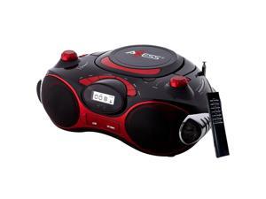 Axess Red Portable Boombox MP3/CD Player with Text Display,with AM/FM Stereo, USB/SD/MMC/AUX Inputs Axess Red Portable Boombox MP3/CD Player with Text Display,with AM/FM Stereo, USB/SD/MMC/AUX Inputs