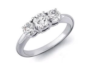 14K White Gold 3 Three Stone Round Diamond Ring