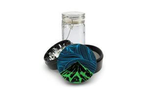 UV Printed on Black Grinder Aluminum + Glass Jar Mountain Wind Swirl Line UV Printed on Black Grinder Aluminum + Glass Jar Mountain Wind Swirl Line