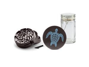 UV Printed on Gunmetal Grinder Aluminum + Glass Jar Tribal Beach Sea Turtle UV Printed on Gunmetal Grinder Aluminum + Glass Jar Tribal Beach Sea Turtle