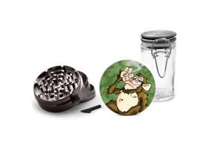 Gunmetal Grinder Aluminum + Glass Jar - UV Printed Weed Smoking Monkey Ape Gunmetal Grinder Aluminum + Glass Jar - UV Printed Weed Smoking Monkey Ape