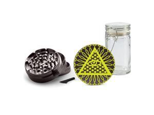 UV Printed on Gunmetal Grinder Aluminum + Glass Jar Egyptian Triangle eye UV Printed on Gunmetal Grinder Aluminum + Glass Jar Egyptian Triangle eye