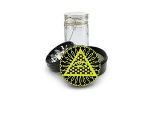 UV Printed on Black Grinder Aluminum + Glass Jar Egyptian Triangle eye UV Printed on Black Grinder Aluminum + Glass Jar Egyptian Triangle eye