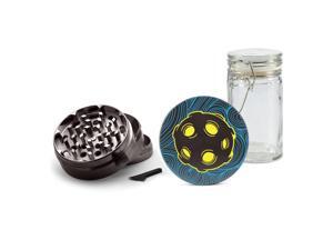 UV Printed on Gunmetal Grinder Aluminum + Glass Jar Meteor Comet Moon UV Printed on Gunmetal Grinder Aluminum + Glass Jar Meteor Comet Moon