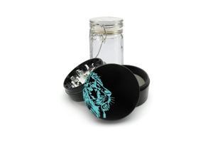 UV Printed on Black Grinder Aluminum + Glass Jar Wild African Lion Face UV Printed on Black Grinder Aluminum + Glass Jar Wild African Lion Face