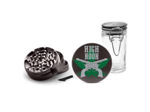 Gunmetal Grinder Aluminum + Glass Jar - UV Printed High Noon Cowboy Revolver Pistol Western Gunmetal Grinder Aluminum + Glass Jar - UV Printed High Noon Cowboy Revolver Pistol Western