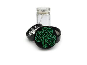UV Printed on Black Grinder Aluminum + Glass Jar Green Celtic Lucky Irish Clover UV Printed on Black Grinder Aluminum + Glass Jar Green Celtic Lucky Irish Clover