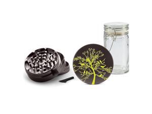 UV Printed on Gunmetal Grinder Aluminum + Glass Jar Green Autumn Tree Birds UV Printed on Gunmetal Grinder Aluminum + Glass Jar Green Autumn Tree Birds